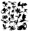 Set of dragon silhouette