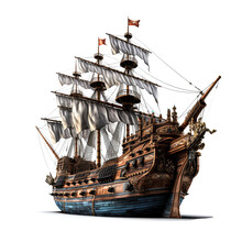Pirate Ship On Transparent Background (png).