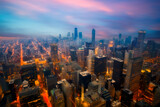 Fototapeta Miasto - Chicago skyline at night, IL,  
