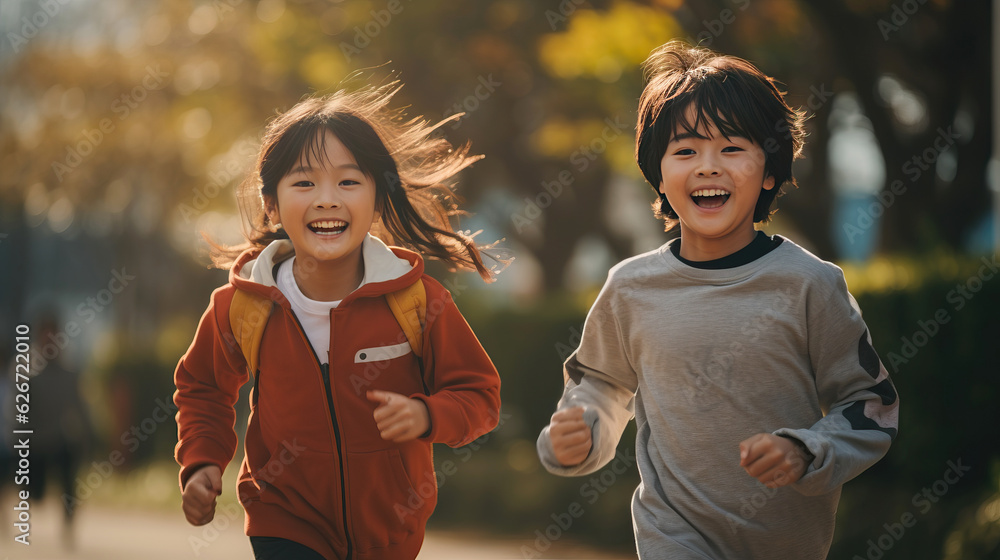 Asian Japanese girl and boy with beautiful smile . couple having fun ...