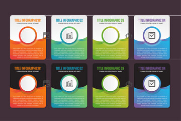 Wall Mural - collection of four colorful rectangular element organized in vertical layout. modern infographic des