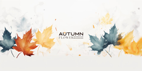 Wall Mural - abstract art autumn background with watercolor maple leaves. watercolor hand-painted natural art per