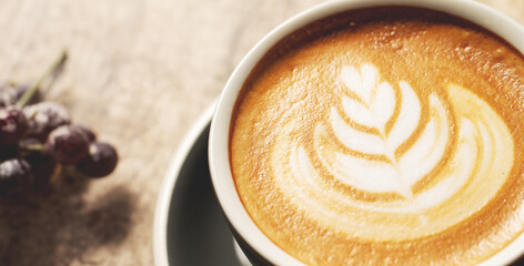 Poster - cup of coffee with foam, latte art