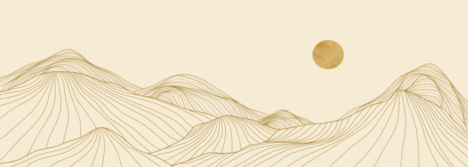 Mountain line arts illustration. Abstract mountain contemporary aesthetic backgrounds landscapes. use for print art, poster, cover, banner