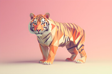 Wall Mural - Low Poly Illustration of a tiger - Geometric Art