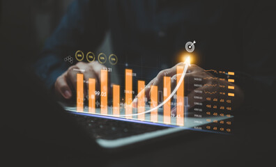 Wall Mural - Business finance technology and investment Funds Digital Assets concept. Investing in Stock Market Financial Data Analysis and Trading Forex for Financial Growth Stock Market.