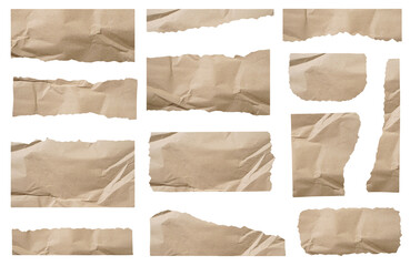 Poster - set of recycled brown paper torn isolated on white background.