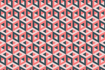 Wall Mural - 3d optical illusion cube seamless pattern. Isometric op art blocks geometric background. Three dimensional wall or floor structure vector illustration.