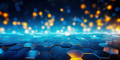 Wall Mural - Abstract background hexagon pattern with glowing lights 