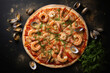 © Tidarat - pizza on table background
