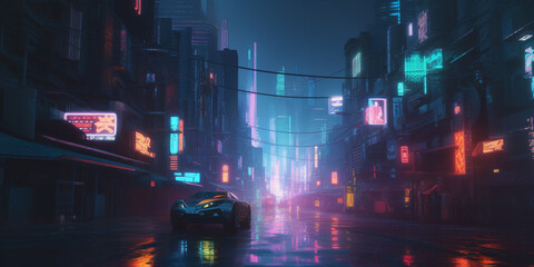 sci-fi fantasy city, cyberpunk buildings illustration