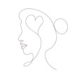 Woman face one line drawing. Minimalistic style. Continuous line.