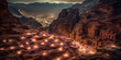 Aerial view of Petra at night - Generative AI