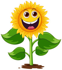 Wall Mural - sunflower plant cartoon isolated