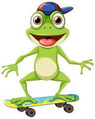 Canvas Print - Green Frog Playing Skateboard