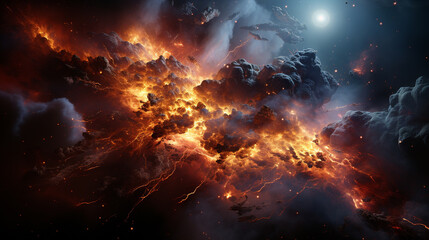 Wall Mural - Massive planetary collision in space. Generative Ai