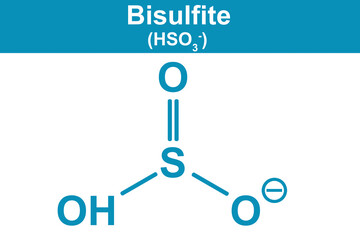 Poster - Chemistry illustration of Bisulfite in blue