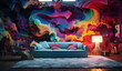canvas print picture - Modernes Sofa im Fantasy Stil mit metallisch aussehenden Strukturen, 5, AI generiert