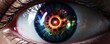 A laser vision correction of multicolor human eye, panorama. Generative Ai.
