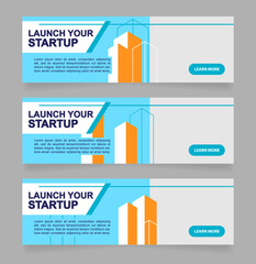 Wall Mural - startup idea development web banner design template. marketing plan. vector flyer with text space. a