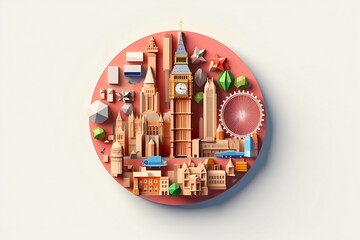 uk united kingdom travelling for holiday destination with circle badge graphic, generative AI