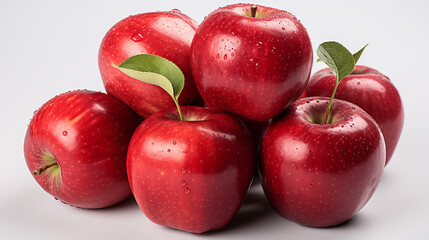 Wall Mural - Fresh red apples on a white background