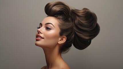 portrait of woman, skincare and beauty cosmetics for shine, wellness or healthy glow on studio backg