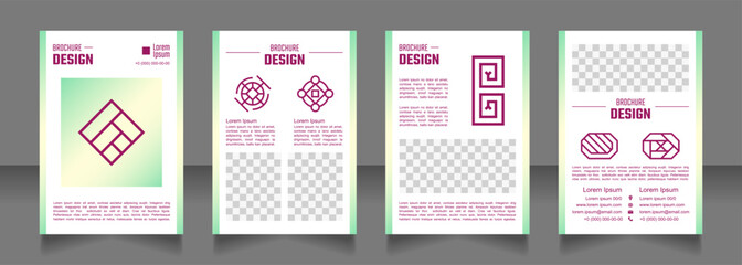 Ethnic craft festival blank brochure design. Template set with copy space for text. Premade corporate reports collection. Editable 4 paper pages. Teco Light, Semibold, Arial Regular fonts used