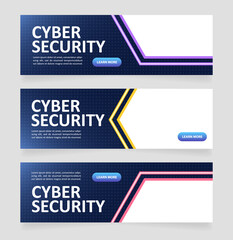 building cyber security web banner design template. vector flyer with text space. advertising placar