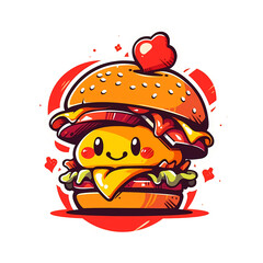 Wall Mural - Simple mascot for burger company. Generative ai design.