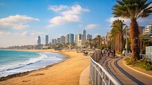 Discovering Tel Aviv: Coastal Landscapes, Architecture, And Beaches Of The Mediterranean City In 16:9 Format: Generative AI