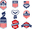 Set of Happy Memorial Day vector greeting card ,badge and labels. Design element in vector.