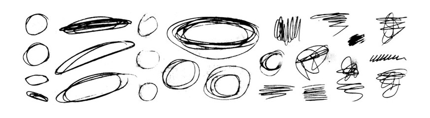 Wall Mural - vector grungy black ink pen scribble collection. hand drawn textured punk style hatching. artistic s