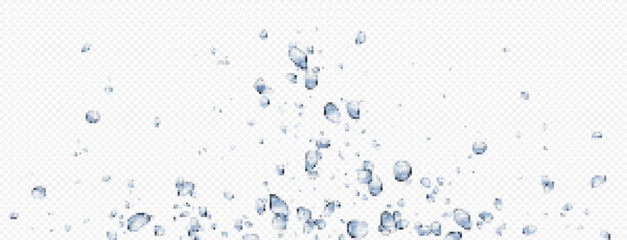 Wall Mural - realistic underwater air bubbles on transparent background. vector illustration of fizzy drink, spar