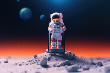 smartphone with astronaut on cosmos background, Generative AI