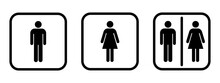 WC Icons Set. Toilet Sign. Man, Woman, Mother With Baby And Handicapped Silhouettes Collection.