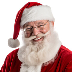 Isolated PNG of a Santa Claus smiling, Transparent background, Generative ai