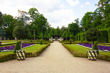 Beautiful Garden With Flowers On The Territory Of Royal Wilanow Palace In Warsaw, Poland