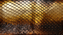 Bbackground Of The Golden Skin Of A Snake, Alligator. Dragon Scale Texture. AI