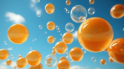 Wall Mural - Yellow spheres background, generative ai