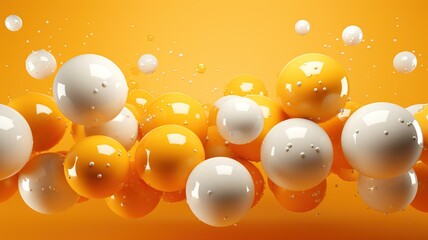 Wall Mural - Yellow spheres background, generative ai