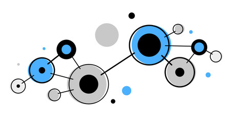 abstract vector technology theme background with connected circles, geometric design linear connecti