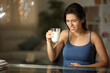 Woman suffering lactose intolerance after drinking milk