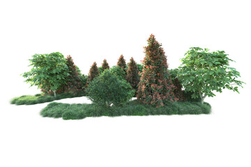 Green landscape isolated on transparent background. 3d rendering - illustration