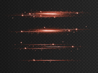 Wall Mural - light flash or red neon stripes. laser beams. beautiful light reflections. glowing stripes on a tran