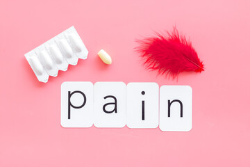 Wall Mural - Word pain with red pen and rectal suppositories. Treatment concept