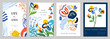 © KatyaKatya - Set of abstract creative artistic templates with abstract and floral elements. Good for poster, card, invitation, flyer, banner, brochure, email header, advertising, events and page cover.