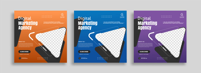 Wall Mural - Digital marketing agency business promotion social media post template.