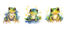 Merry Cute Frog In Christmas Lights Watercolor Ai Generated