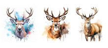 Stag Deer Watercolor Ai Generated